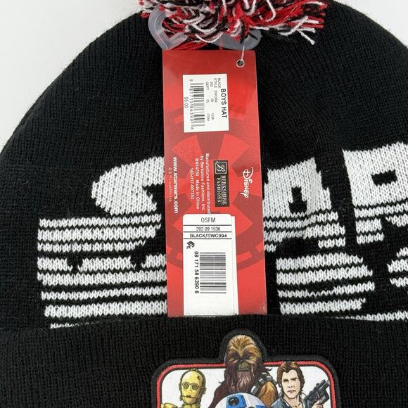 Star Wars Pom Pom Beanie Stocking Hat Skywalker R2D2 Chewbacca C3PO Boys OS - Picture 3 of 5